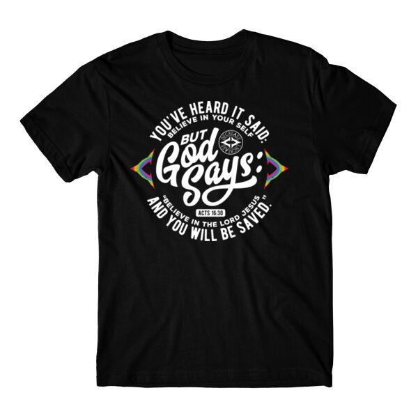BELIEVE IN THE LORD JESUS - RAINBOW - PREMIUM T-SHIRT - BLACK - 7U2E6G Thumbnail