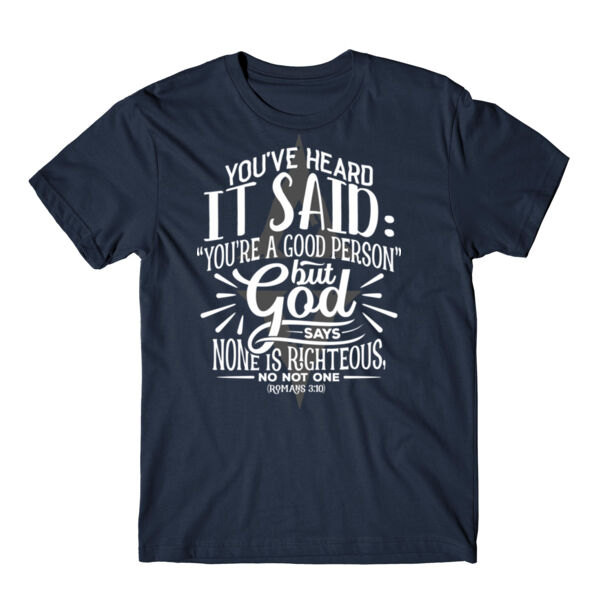 NONE IS RIGHTEOUS - PREMIUM T-SHIRT - NAVY BLUE - BJWDEF Thumbnail